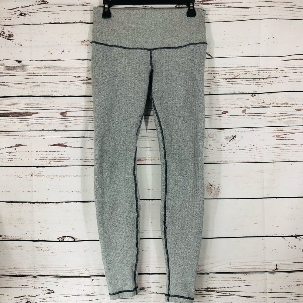 Lululemon Ghost Herringbone Leggings Tights Pants High Waist Fold Over 6